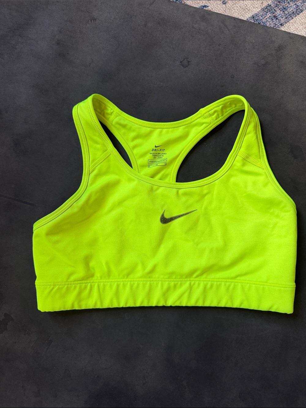 Nike Neon Yellow Dri-FIT Racerback Sports Bra
